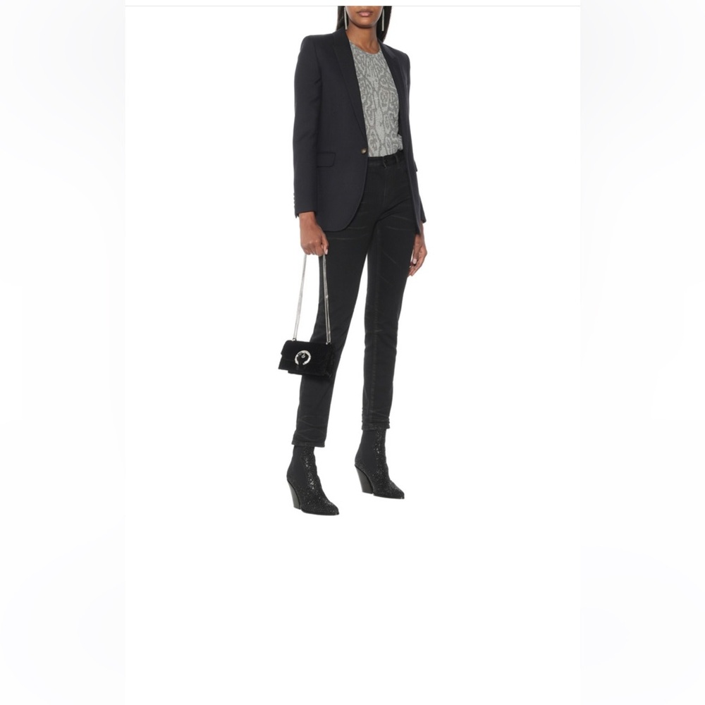Jimmy Choo Mele Glitter 85 Western Stretch Knit Block Heel Ankle Boots Black 39 - Picture 3 of 9